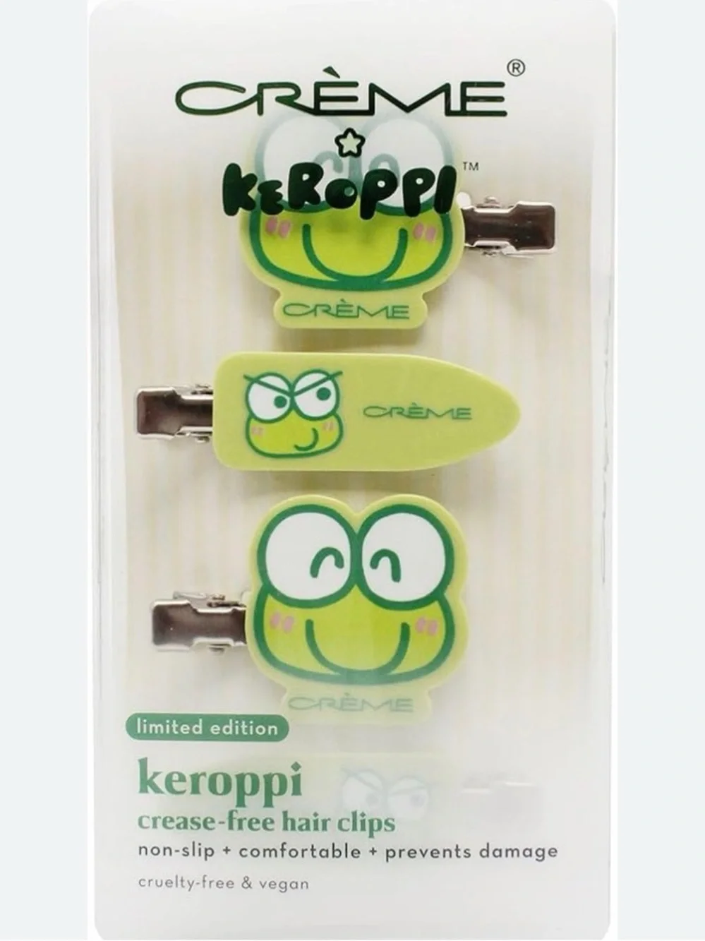 Keroppi Green Crease-Free Hair Clips - 4 Pack